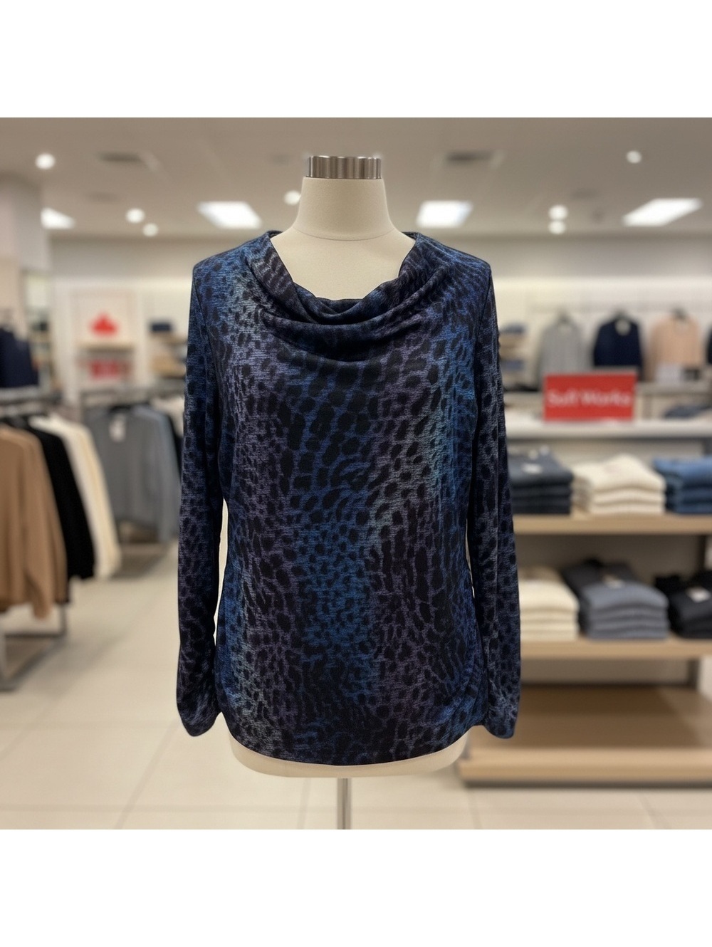 M Chic Leopard Print Women's Blouse - Blue/Black